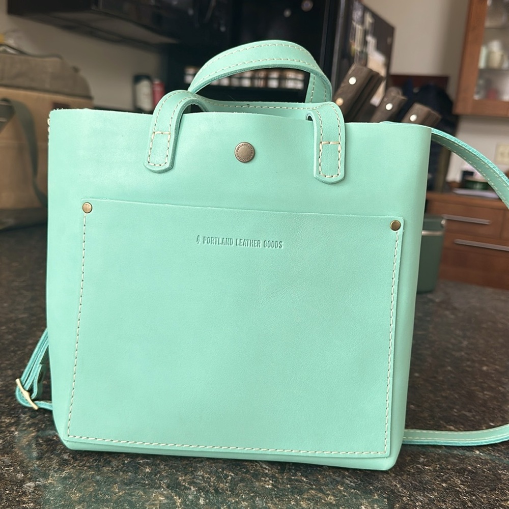 Portland Leather Goods Mini Crossbody Tote in MINT!
